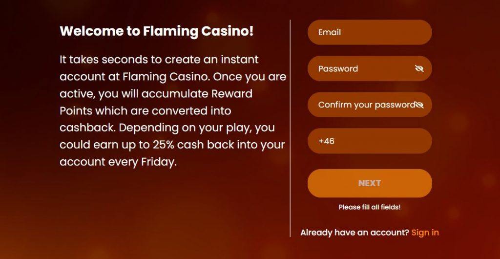 flaming casino registreringssida